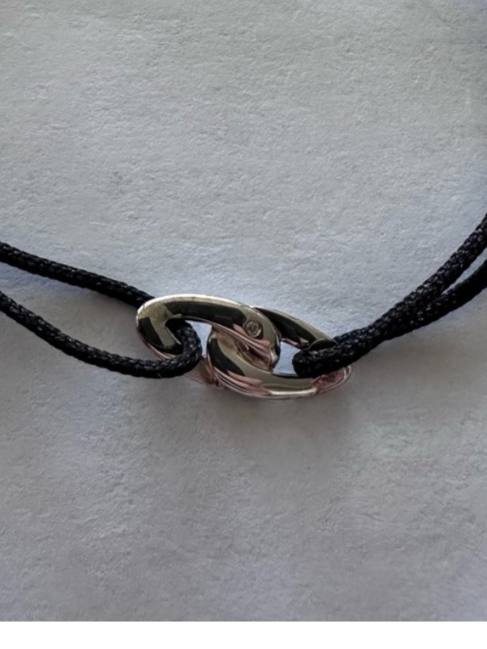 Ippolita Black Silk Chord and Sterling Silver with Diamond Cherish Bracelet